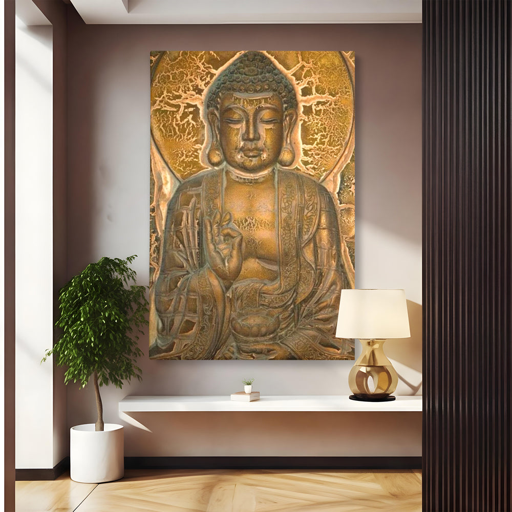Tablou canvas cu tablou canvas cu figura lui buddha, fara rama, pe sasiu de lemn